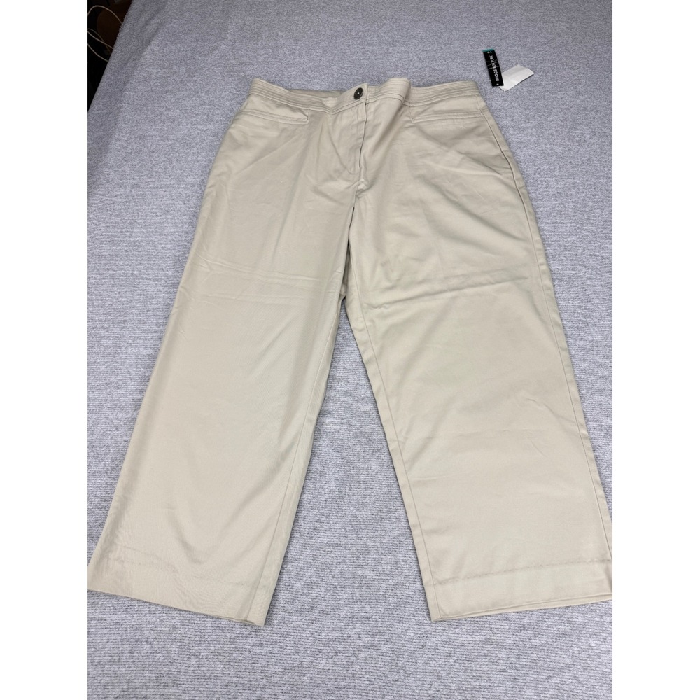 Briggs New York Womens Size 16 Stone Beige Wide Leg Crop Pants MSRP $48 NWT